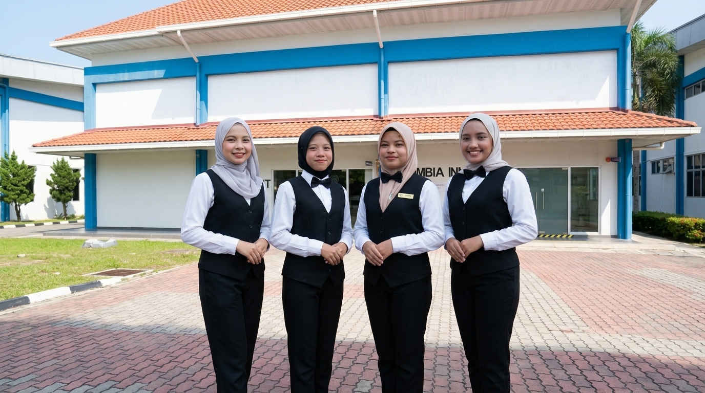 Pasukan pelajar RumbiaTrack di hadapan Rumbia Inn, Kolej Komuniti Beaufort